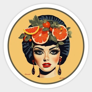 Retro Glamour: Empowering Elegance with Fruit Accents Sticker